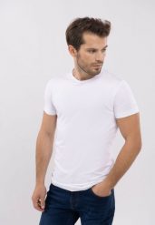 Bawełniany t-shirt w dwupaku T-CLONE. Białe t-shirty męskie Volcano, l, bez wzorów, z bawełny, bez kołnierzyka, bez ramiączek. Za 99.99 zł.