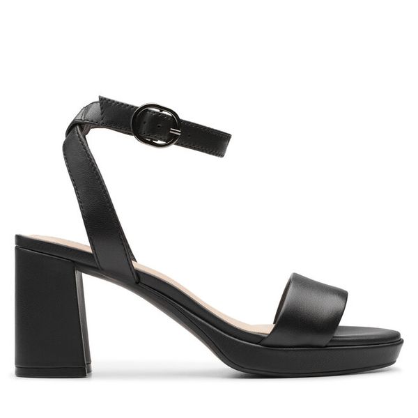 Sandały Clarks. Czarne sandały damskie Clarks, bez wzorów, bez obcasa, na słupku, bez zapięcia. Za 359.99 zł.