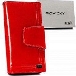Portfel skórzany Rovicky CPR-123-BAR czerwony. Czerwone portfele damskie ROVICKY, ze skóry. Za 115.99 zł.