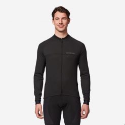 Bluza rowerowa Triban RC100 długi rękaw. Czarne bluzy sportowe męskie VAN RYSEL, m, bez wzorów, z elastanu, bez kaptura, rowerowe. Za 99.99 zł.