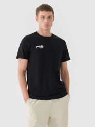 4F T-shirt regular gładki męski - czarny M. Czarne t-shirty męskie 4F, m, bez wzorów, z bawełny, bez kołnierzyka, bez ramiączek. W wyprzedaży za 29.99 zł.