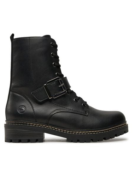 Remonte Trzewiki D0B78-01 Czarny. Czarne botki damskie Remonte, bez wzorów, ze skóry, bez obcasa, na płaskiej podeszwie, bez zapięcia. Za 415.99 zł.