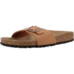 Klapki damskie Birkenstock Madrid. Brązowe klapki damskie Birkenstock, bez wzorów, z materiału, sportowe, bez obcasa, bez zapięcia. Za 383.00 zł.