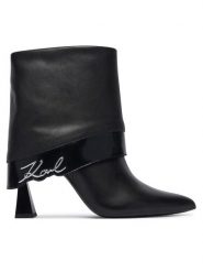 KARL LAGERFELD Botki Debutante KL32051 Czarny. Czarne botki damskie KARL LAGERFELD, bez wzorów, ze skóry, bez obcasa, na szpilce, bez zapięcia. Za 1,099.00 zł.