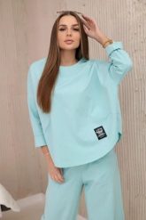 Komplet new punto bluza + spodnie miętowy. Zielone bluzy damskie KESI, l, bez wzorów, z bawełny, biznesowe, bez ramiączek, bez kaptura. Za 347.13 zł.
