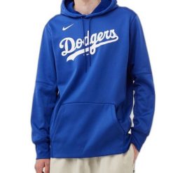 Bluza z kapturem Nike Los Angeles Dodgers. Białe bluzy sportowe męskie Nike, bez wzorów, z kapturem, na fitness i siłownię. Za 334.99 zł.