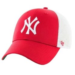 Czapka z daszkiem dla dorosłych 47 Brand MLB New York Yankees Branson Cap. Czerwone czapki damskie 47 Brand, bez wzorów, z bawełny, sportowe. Za 89.99 zł.