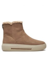 Clarks Botki Hollyhock Lane 26178840 Beżowy. Brązowe botki damskie Clarks, bez wzorów, z nubiku, bez obcasa, na płaskiej podeszwie, bez zapięcia. Za 539.99 zł.