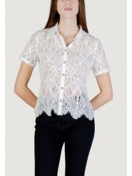 Morgan Koszula 261-DLILA Biały Regular Fit. Białe koszule damskie Morgan, m, bez wzorów, z bawełny, bez kołnierzyka, bez ramiączek. Za 229.99 zł.