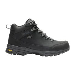 Męskie skórzane buty trekkingowe Burrell. Brązowe trekkingi męskie Regatta, z materiału, bez zapięcia. Za 899.99 zł.