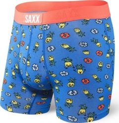 SAXX Bokserki męskie Vibe Boxer Brief Blue Pinapple Bash r. S. Niebieskie bokserki męskie Saxx, bez wzorów. Za 103.99 zł.