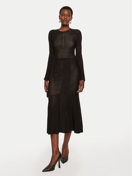 TWINSET Sukienka dzianinowa 242TP3050 Czarny Regular Fit. Czarne sukienki damskie Twinset, s, bez wzorów, z dzianiny, bez kołnierzyka, bez ramiączek. Za 739.99 zł.