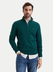 Tommy Hilfiger Sweter MW0MW28049 Zielony ciemny Regular Fit. Zielone swetry męskie Tommy Hilfiger, m, bez wzorów, z bawełny, bez kołnierzyka, bez ramiączek. Za 569.99 zł.
