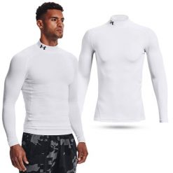 Koszulka męska termoaktywna treningowa Under Armour z długim rękawem. Białe bluzy męskie Under Armour, m, bez wzorów, sportowe, bez ramiączek, bez kaptura. Za 179.99 zł.
