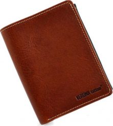 Verona VERONA Tattoo skórzany portfel męski 012M cognac-czarny 012M. Brązowe portfele męskie Verona, bez wzorów. Za 189.00 zł.