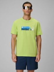 4F T-shirt regular z nadrukiem męski - zielony L. Zielone t-shirty męskie 4F, l, bez wzorów, z bawełny, bez kołnierzyka, bez ramiączek. Za 59.99 zł.