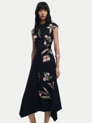 Desigual Sukienka codzienna Katrina 25WWVK12 Czarny Slim Fit. Czarne sukienki damskie Desigual, na co dzień, m, bez wzorów, z bawełny, bez kołnierzyka, bez ramiączek, proste. Za 429.99 zł.