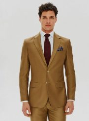 PAKO LORENTE – Jasnobrązowa garniturowa marynarka męska z wełną. Garnitury męskie Pako Lorente, m, bez wzorów, z wełny, eleganckie. Za 499.99 zł.