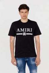 AMIRI T-shirt męski czarny z podkreślonym logo. Czarne t-shirty męskie Amiri, m, bez wzorów, bez kołnierzyka, bez ramiączek. W wyprzedaży za 999.99 zł.