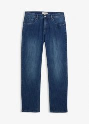 Dżinsy ze stretchem o kroju relaxed fit, straight, z bawełny organicznej. Niebieskie jeansy męskie bonprix, z bawełny, klasyczne. Za 132.99 zł.