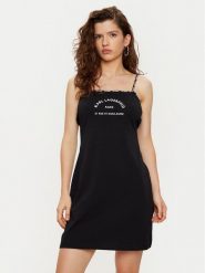 KARL LAGERFELD Koszula nocna A1W46081 Czarny Regular Fit. Czarne koszule nocne damskie KARL LAGERFELD, bez wzorów, z bawełny, bez ramiączek. Za 269.99 zł.