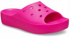 Klapki Dla Dorosłych Crocs Classic Platform Slide. Czerwone klapki męskie Crocs, bez wzorów, z materiału, bez zapięcia. Za 139.99 zł.