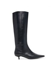 Calvin Klein Kozaki Kitten Heel High Boot Lth HW0HW03167 Czarny. Czarne kozaki damskie Calvin Klein, bez wzorów, ze skóry, bez obcasa, na szpilce, bez zapięcia. Za 999.99 zł.