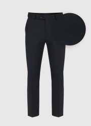 Gładkie czarne spodnie garniturowe P000B-6G-001-C-S. Czarne eleganckie spodnie męskie Pako Lorente, s, bez wzorów, z poliesteru. Za 599.99 zł.