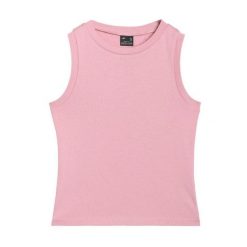 Tank Top Damski Bez Rękawów F132. Czerwone topy damskie 4F, bez wzorów, sportowe, bez kołnierzyka, bez ramiączek. Za 57.99 zł.