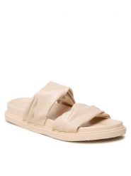 DeeZee Klapki E566-71 Beżowy. Brązowe klapki damskie DeeZee, bez wzorów, ze skóry, bez obcasa, bez zapięcia. Za 119.99 zł.