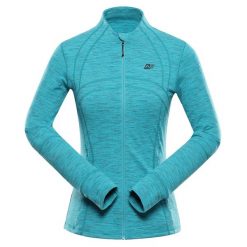 Bluza damska turystyczna szybkoschnąca Alpine Pro Golla 2. Niebieskie bluzy damskie Alpine Pro, bez wzorów, bez ramiączek, bez kaptura. W wyprzedaży za 299.00 zł.