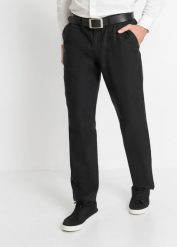 Spodnie lniane Regular Fit Straight z wygodnym paskiem. Białe eleganckie spodnie męskie bonprix, bez wzorów. Za 229.99 zł.