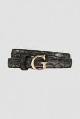 GUESS Czarny damski pasek z printem węża Adj Belt H30. Czarne paski damskie Guess, z aplikacjami. W wyprzedaży za 132.99 zł.