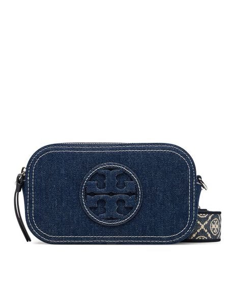 Tory Burch Torebka Mini Miller 169246 Granatowy. Niebieskie listonoszki damskie Tory Burch, bez wzorów, z bawełny, bez dodatków. Za 1,039.00 zł.