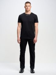 Koszulka męska bawełniana czarna Basic 906. Czarne t-shirty męskie BIG STAR, l, bez wzorów, z bawełny, bez kołnierzyka, bez ramiączek. Za 99.99 zł.