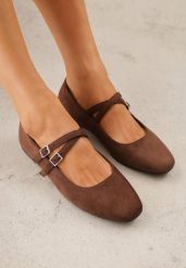 Brązowe Balerinki VICES z Imitacji Zamszu z Podwójnym Paskiem z Klamerką Nattosia. Brązowe balerinki damskie Born2be, na lato, bez wzorów, z jeansu, eleganckie, bez obcasa, bez zapięcia. Za 69.99 zł.