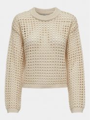 JDY Sweter Ronda 15317229 Beżowy Regular Fit. Brązowe swetry nierozpinane damskie JDY, s, bez wzorów, z syntetyku, bez kołnierzyka, bez ramiączek. W wyprzedaży za 69.99 zł.