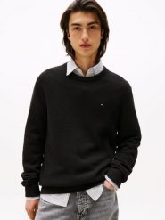 Tommy Jeans sweter Mężczyźni Bawełna czarny, XL. Czarne swetry męskie Tommy Jeans, m, bez wzorów, z bawełny, eleganckie, bez kołnierzyka, bez ramiączek. Za 369.95 zł.