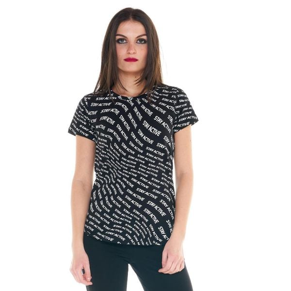 T-shirt firmy Energy. Czarne t-shirty damskie LEONE 1947 APPAREL, l, bez wzorów, z tkaniny, sportowe, bez kołnierzyka, bez ramiączek. W wyprzedaży za 83.85 zł.