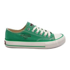 Damskie Trampki Big Star NN274240 Zielone. Zielone trampki i tenisówki damskie bez wzorów, z materiału, bez zapięcia. Za 180.71 zł.