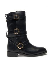 TWINSET Botki 242TGT072 Czarny. Czarne botki damskie Twinset, bez wzorów, ze skóry, bez obcasa, na płaskiej podeszwie, bez zapięcia. Za 979.99 zł.