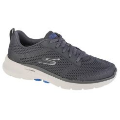 Buty sportowe Sneakersy męskie, Go Walk 6 Avalo. Szare buty sportowe męskie Skechers, bez wzorów, bez zapięcia, trekkingowe. Za 329.99 zł.