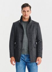 PALKO LORENTE - Szary płaszcz zapinany na guziki. Szare płaszcze męskie Pako Lorente, na jesień, m, bez wzorów, z poliesteru, bez kołnierzyka, bez kaptura. Za 499.99 zł.