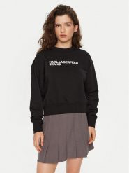 Karl Lagerfeld Jeans Bluza A1W20005 Czarny Regular Fit. Czarne bluzy damskie Karl Lagerfeld Jeans, s, bez wzorów, z bawełny, bez ramiączek, bez kaptura. Za 279.99 zł.