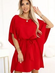 Sukienka Model Sofia 287-35 Red - Numoco. Czerwone sukienki damskie Numoco, na co dzień, l, bez wzorów, z elastanu, eleganckie, bez kołnierzyka, plus size, bez ramiączek. Za 236.16 zł.