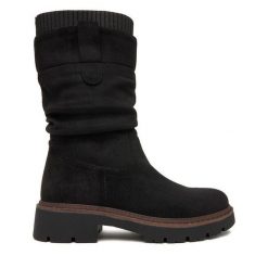 Botki Clara Barson. Czarne botki damskie Clara Barson, bez wzorów, bez obcasa, na płaskiej podeszwie, bez zapięcia. Za 179.99 zł.