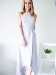 Sukienka Model Jennifer Grey - Jersa. Szare sukienki damskie Jersa, na co dzień, plus size, bez wzorów, eleganckie, bez kołnierzyka, plus size, bez ramiączek, maxi, dopasowane. Za 599.65 zł.