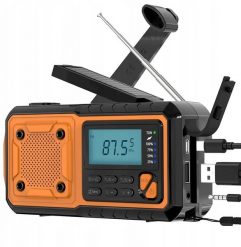 Radio Awaryjne AM/FM IPX3 z dynamem, latarką, powerbankiem i panelem solarnym. Radia NoName. Za 107.10 zł.