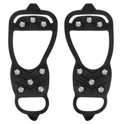 Raczki na buty turystyczne, antypoślizgowe nakładki kolce rozmiar 41-45 czarne. Czarne buty zimowe męskie Springos, bez wzorów, bez obcasa, bez zapięcia. Za 11.99 zł.