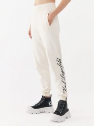KARL LAGERFELD Spodnie dresowe 231W1050 Écru Regular Fit. Spodnie dresowe damskie KARL LAGERFELD, bez wzorów, z bawełny. Za 609.99 zł.